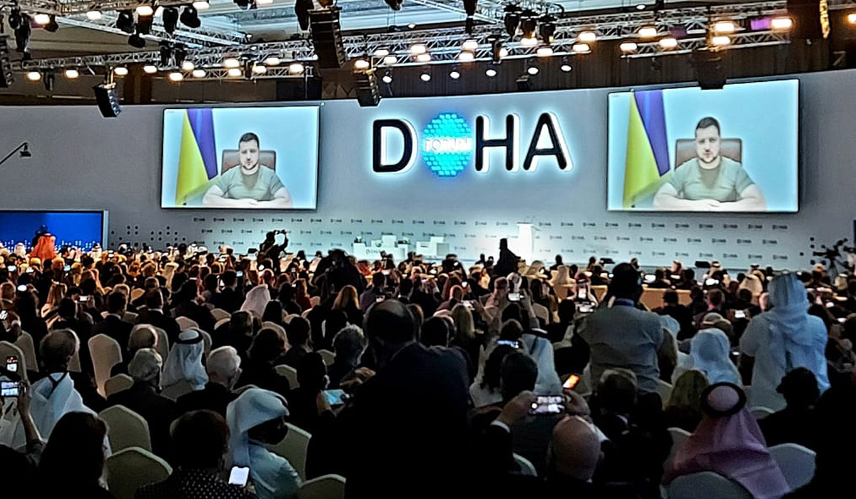 Ukraine president makes video appearance at Doha Forum